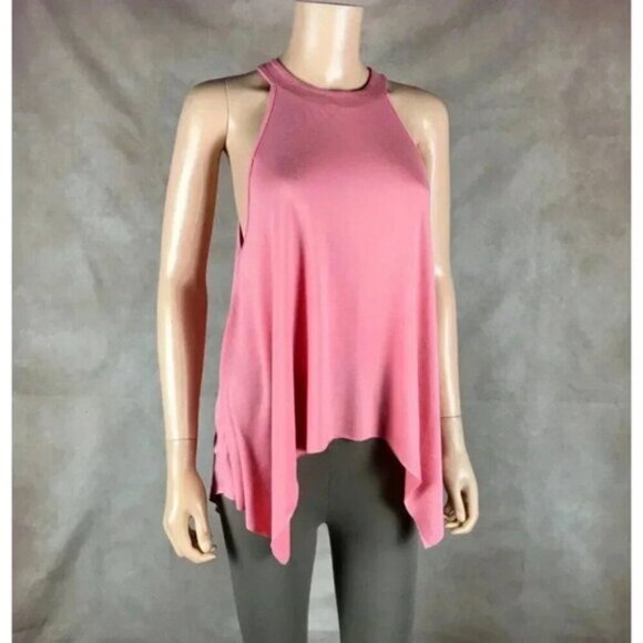 AMERICAN EAGLE Pink Asymmetrical Halter Tank NWOT MEDIUM - Picture 2 of 5